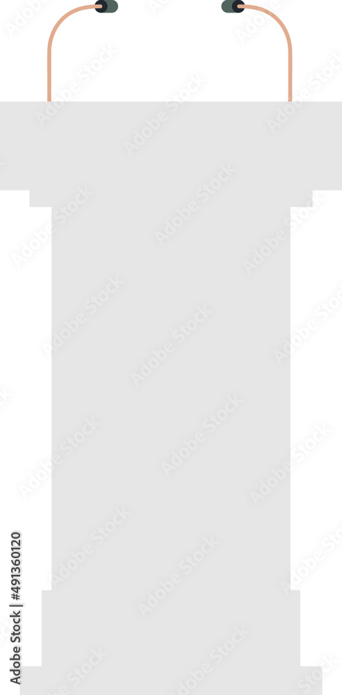 Fototapeta premium Podium tribune with microphones. Realistic vector mockup with shadow. Rostrum stand. White debate podium. Pupitre discours. Stage stand isolated on white background