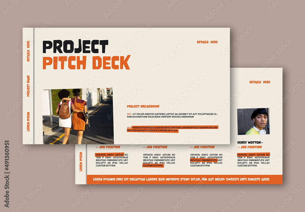 Pitch Deck with Orange Accents Stock Template | Adobe Stock