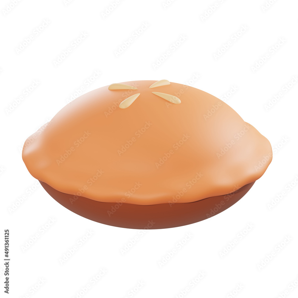 3d illustration pie bakery object 3d illustration pie bakery object