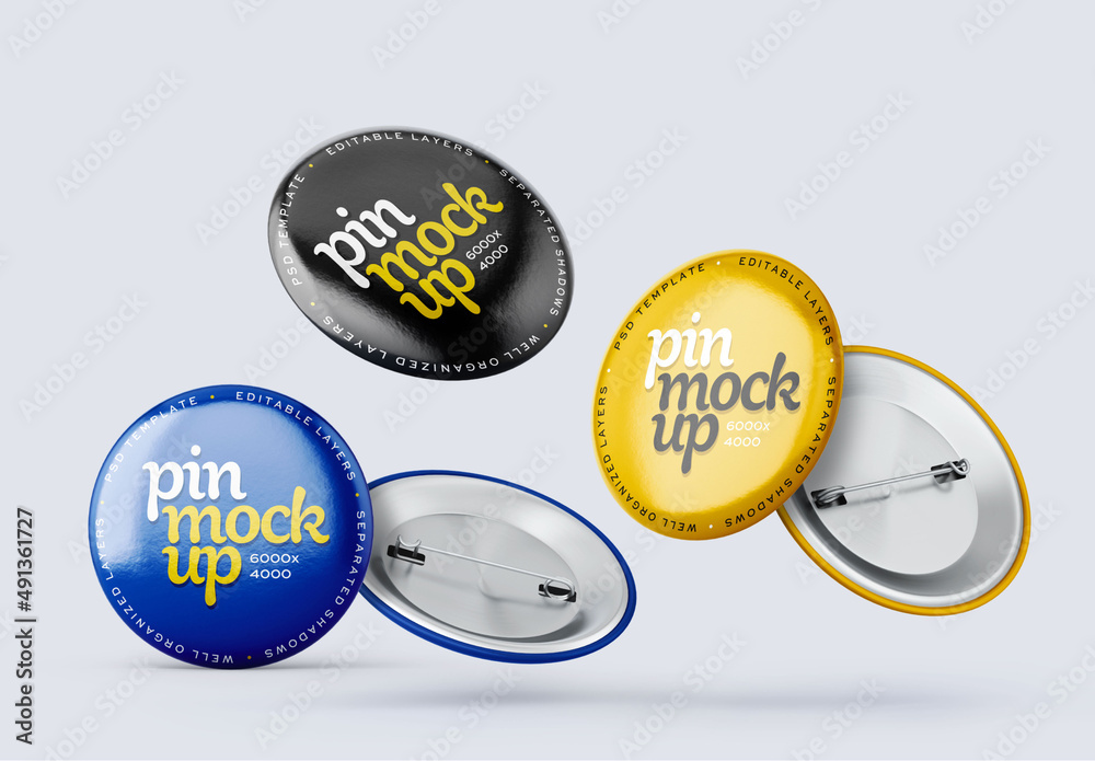 Pin Button Mockup Stock Template | Adobe Stock