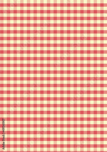 Cream, pastel red, scotch pattern