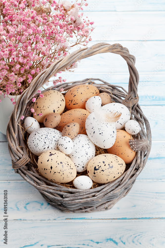 Easter greeting card with easter eggs