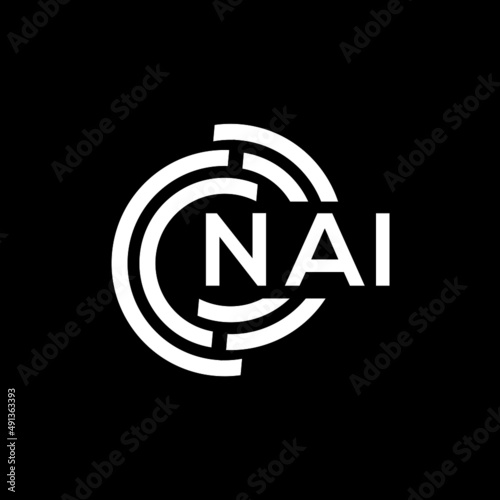 NAI letter logo design on black background. NAI creative initials letter logo concept. NAI letter design.