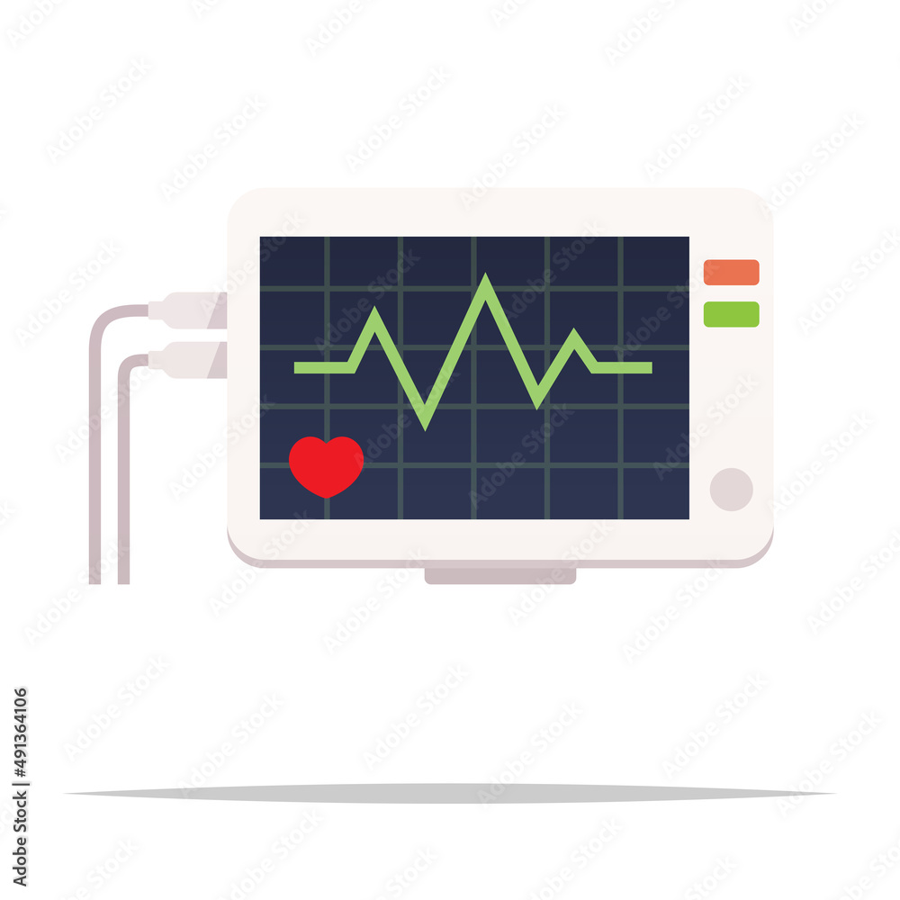 Hospital heart rate monitor vector isolated illustration Hospital heart rate monitor vector isolated illustration