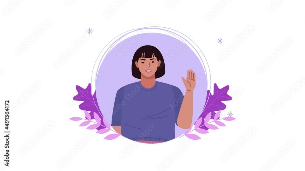 happy womens day animation with lady and leafs happy womens day animation with lady and leafs