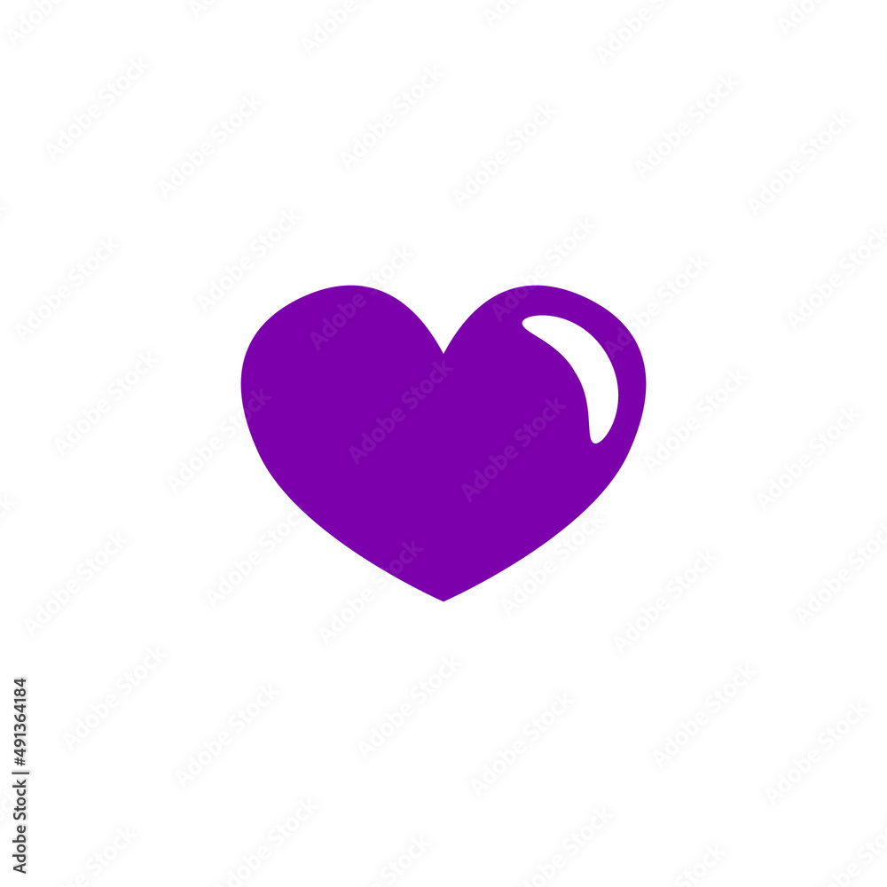 heart symbol icon vector. purple, slightly curved white. simple isolated heart symbol icon vector. purple, slightly curved white. simple isolated