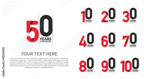 set anniversary logotype premium collection red and black color isolated on white background