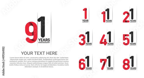 set anniversary logotype premium collection red and black color isolated on white background