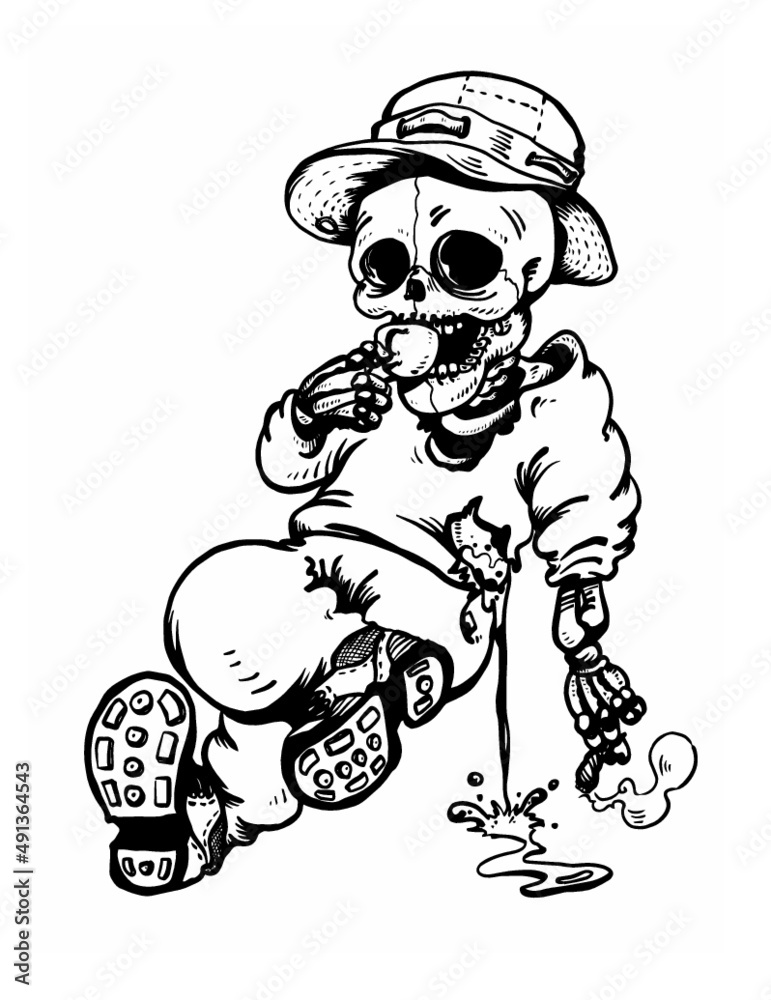 Fototapeta premium sip on skeleton relaxing