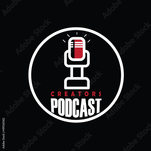 Podcast logo design concept Premium Vector