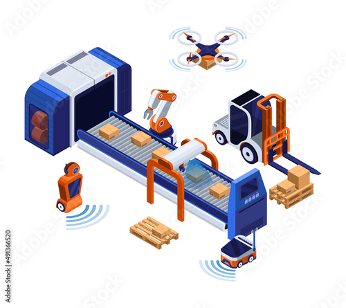 Smart Industry Production Isometric Concept