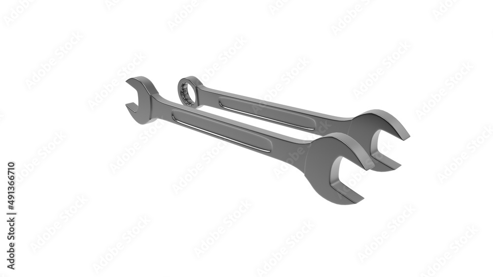 wrench side view without shadow 3d render