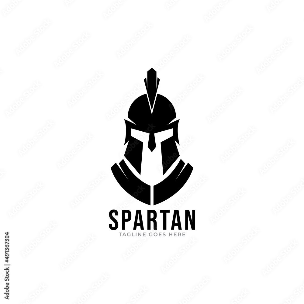 shield and helmet of the Spartan warrior symbol, emblem. Spartan helmet