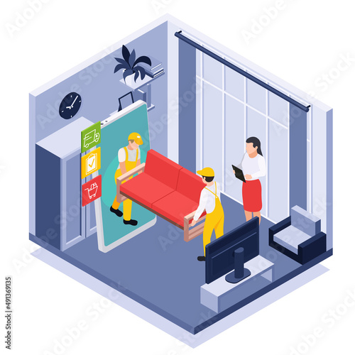 Online Shopping Isometric Composition