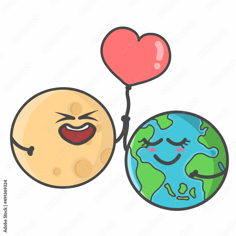 Moon Character Flat Cartoon Vector Design Illustration Moon Character Flat Cartoon Vector Design Illustration