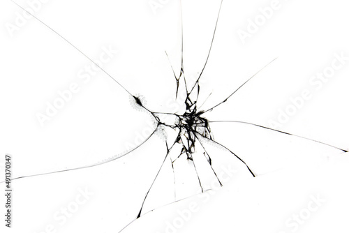 Broken glass on white background , texture backdrop object design. Black and white abstract pattern of broken glass.