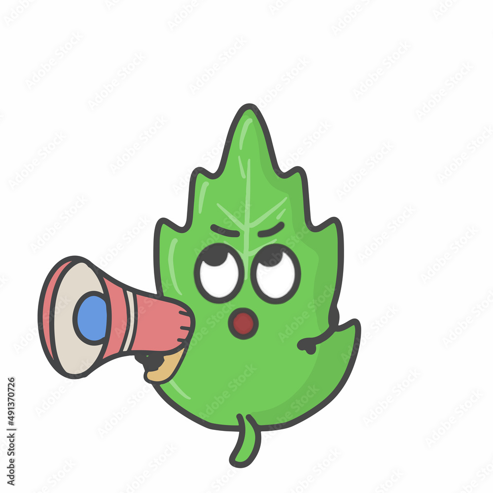 Fototapeta premium Leaf Character Flat Cartoon Vector Design Illustration