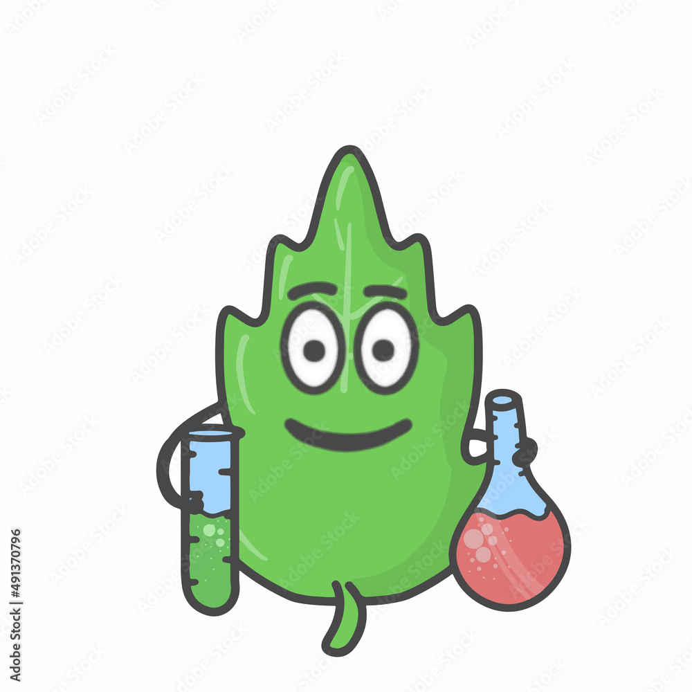 Fototapeta premium Leaf Character Flat Cartoon Vector Design Illustration