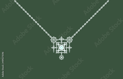 illustration necklace women for marriage with pearls and precious stones. 