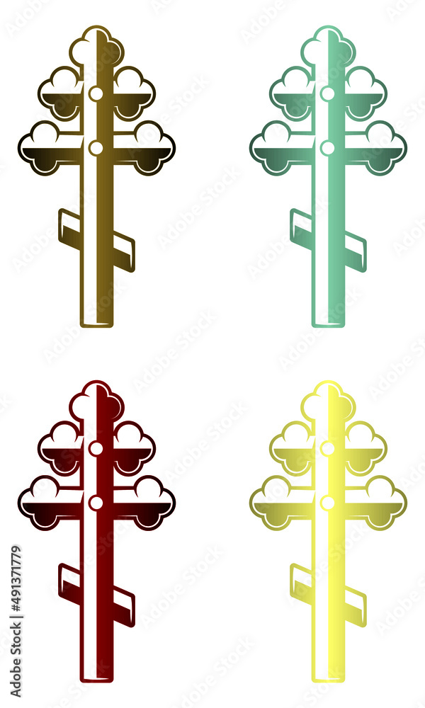 Russian Orthodox Cross Vector Illustration. Eastern Christian Orthodox