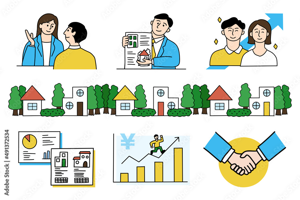 Real estate work scenery and feature illustrations Real estate work scenery and feature illustrations