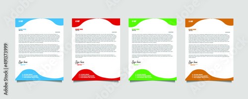 corporate modern letterhead design template with yellow, blue, green, red and other color. creative modern letter head design template for your project. letterhead, eps vector.