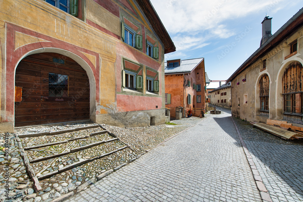 Streets in the Swiss village of Zuoz