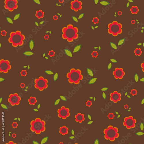Retro style flower vector seamless repeat pattern print background