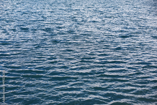 Water surface. The texture of the water. Waves on the lake in windy weather.