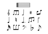Musik - Noten - Zeichen — Sketchnotes, Doodles, Symbole - 16 Icons