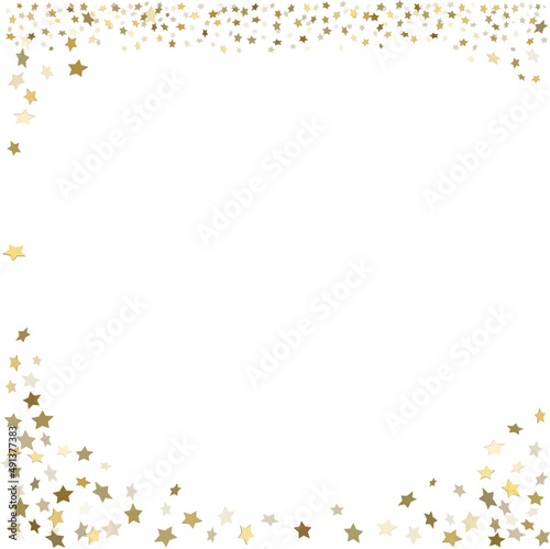 Gold flying stars confetti magic holiday frame 