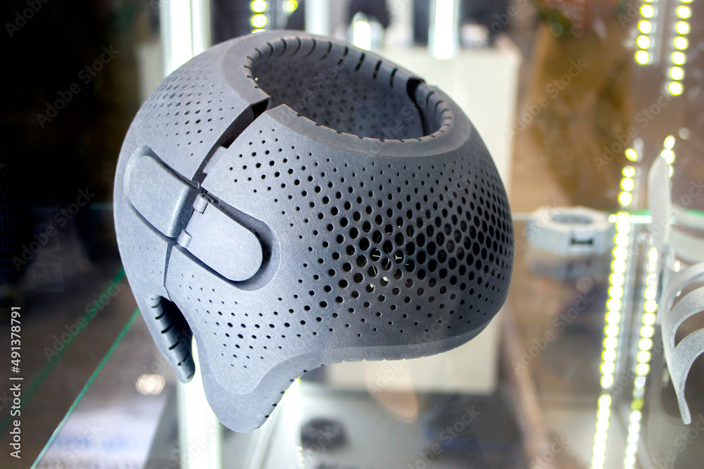 Gray orthopedic plastic prosthesis printed on powder 3D printer for