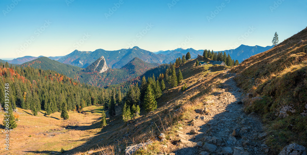 hiking path at sonnberg mountain, Mangfallgebirge bavaria