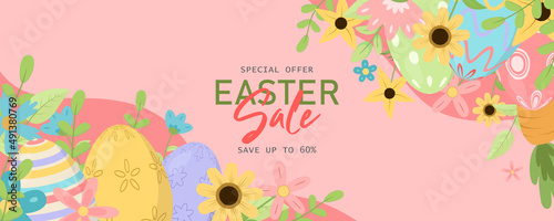 Easter sale horizontal banner template