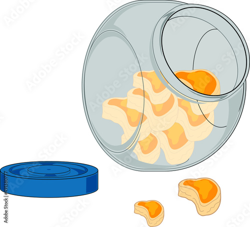 hand drawn jar and cookies vector illustration