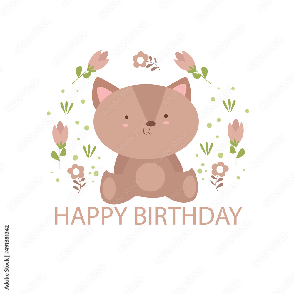 Fun happy birthday card vector illustration