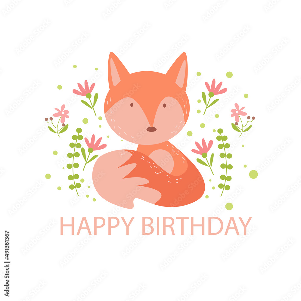 Fun happy birthday card vector illustration