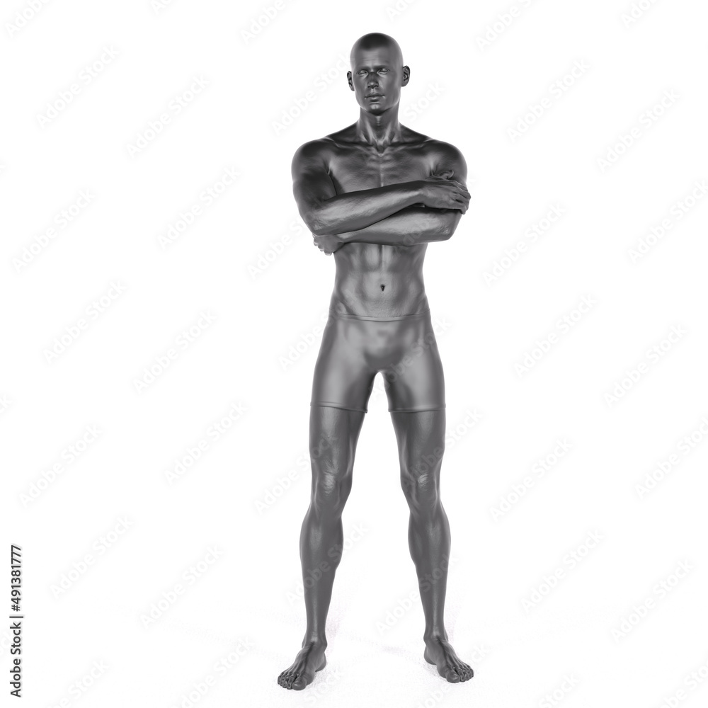 3D Render : Portrait of iron metal texture male character acting, posing his body with common daily gesture 3D Render : Portrait of iron metal texture male character acting, posing his body with common daily gesture
