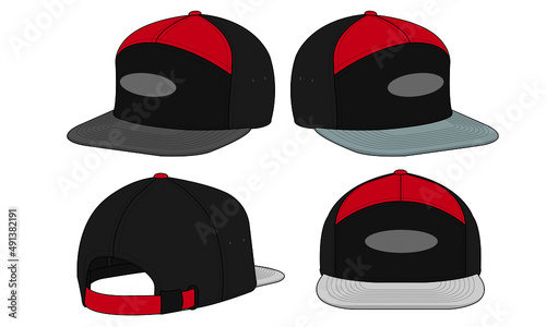 Cap hat template vector adjustable fitted strap
