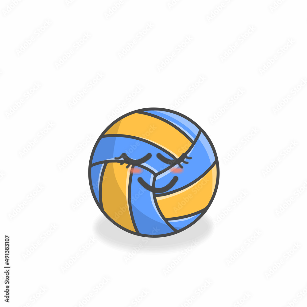 Volley Ball Cute Character Flat Cartoon Vector Design Illustration Volley Ball Cute Character Flat Cartoon Vector Design Illustration