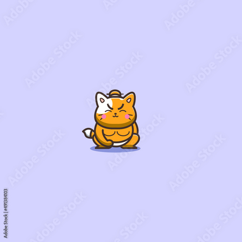 japanese sumo cat vector illustration
