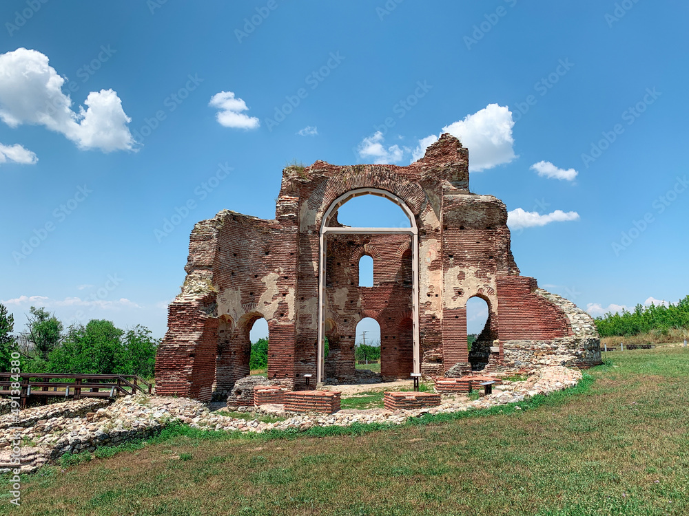 The ruins of the Red Church. Early Byzantine and Christian basilica in Perushtitsa, Bulgaria