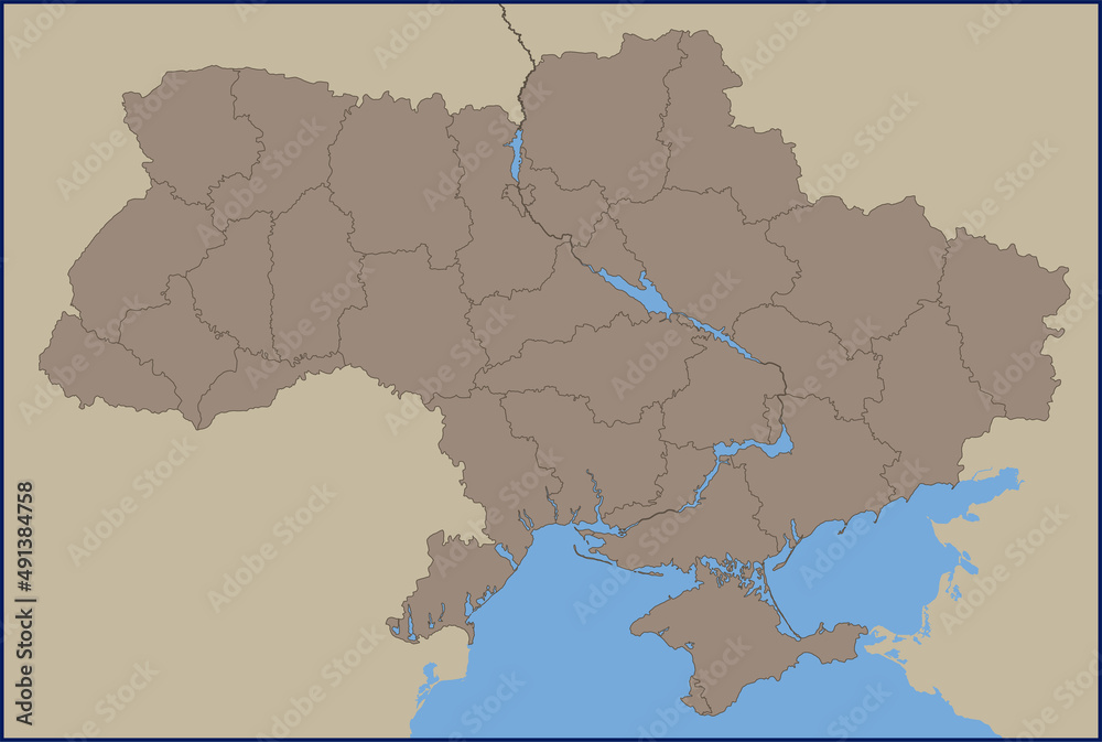 Empty Political Map of Ukraine