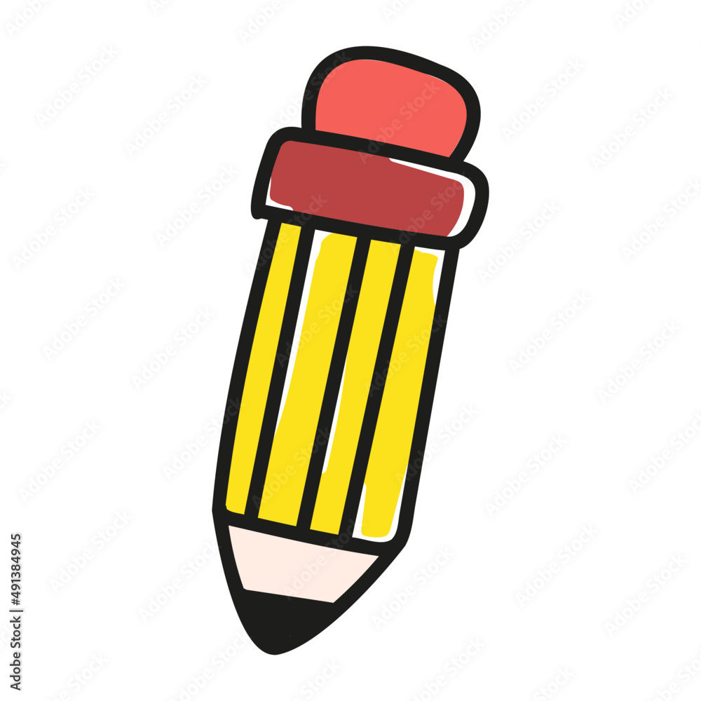 Hand drawn cartoon cute pencil write design graphic. Education school item icon symbol. Hand drawn cartoon cute pencil write design graphic. Education school item icon symbol.