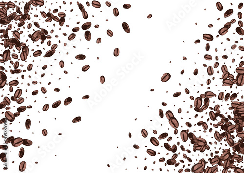 Dark Robusta Sketch Vector White Background.