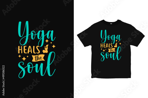 Yoga healing typography T-Shirt design, yoga brand apparel design vector