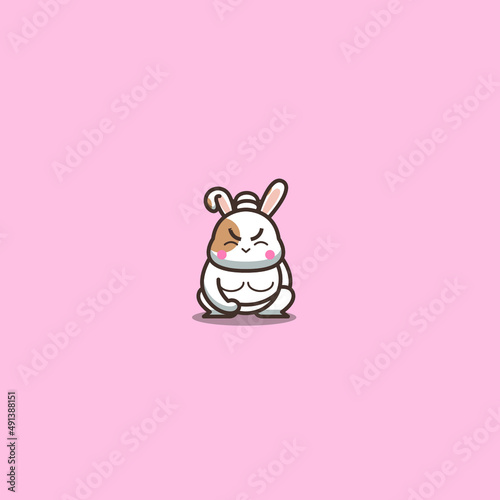 japanese sumo rabbit vector illustration