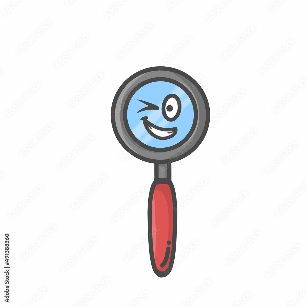 Magnifying Glass Cute Character Flat Cartoon Vector Design Illustration Magnifying Glass Cute Character Flat Cartoon Vector Design Illustration
