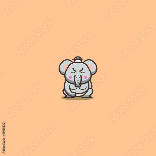 japanese sumo elephant vector illustration