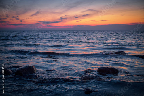 rocks in the sea at sunset